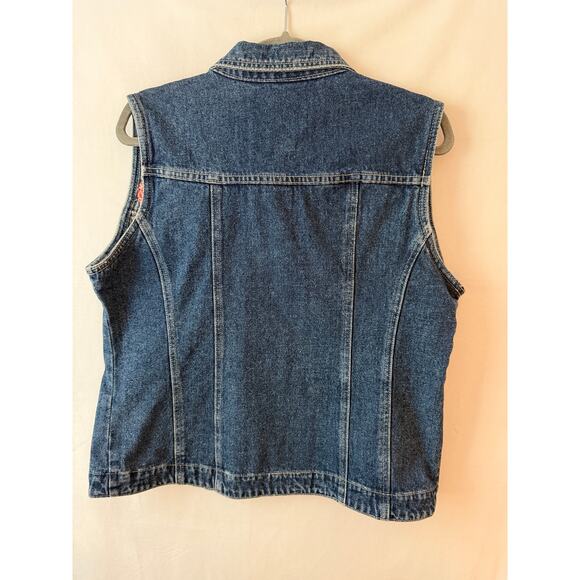 Bill Blass Denim Vest Floral Embroidery Cottage Core Boho Western Jean M / L - Picture 5 of 5